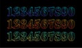 Neon 3D number set. Typographic element set. Glowing neon numbers. Neon digit collection. Vector illustration. Royalty Free Stock Photo